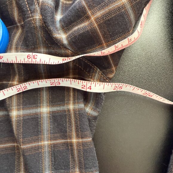 Age of Wisdom Mens Brown Plaid Flannel Long Sleeve Button Vintage Elbow Patch XL - Picture 6 of 8